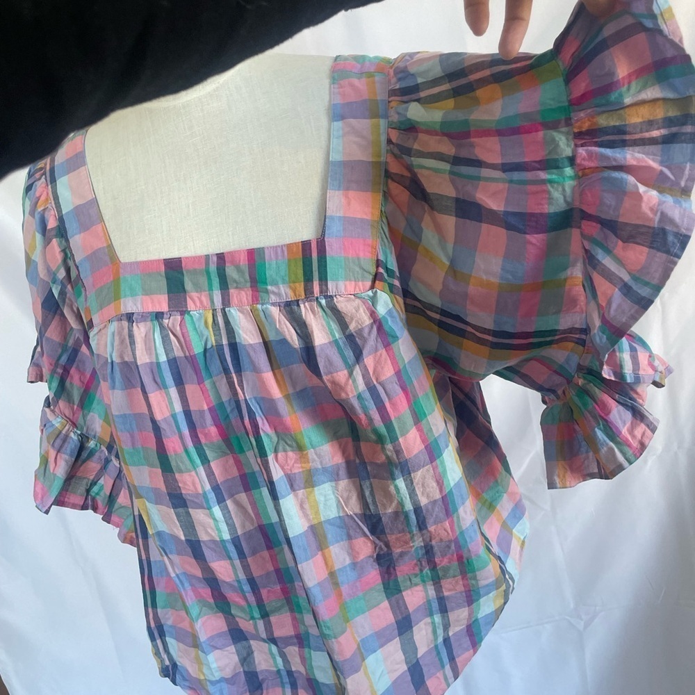 Plaid Multicolor Women's Top size 14W 0X Terra & Sky - Picture 4 of 8